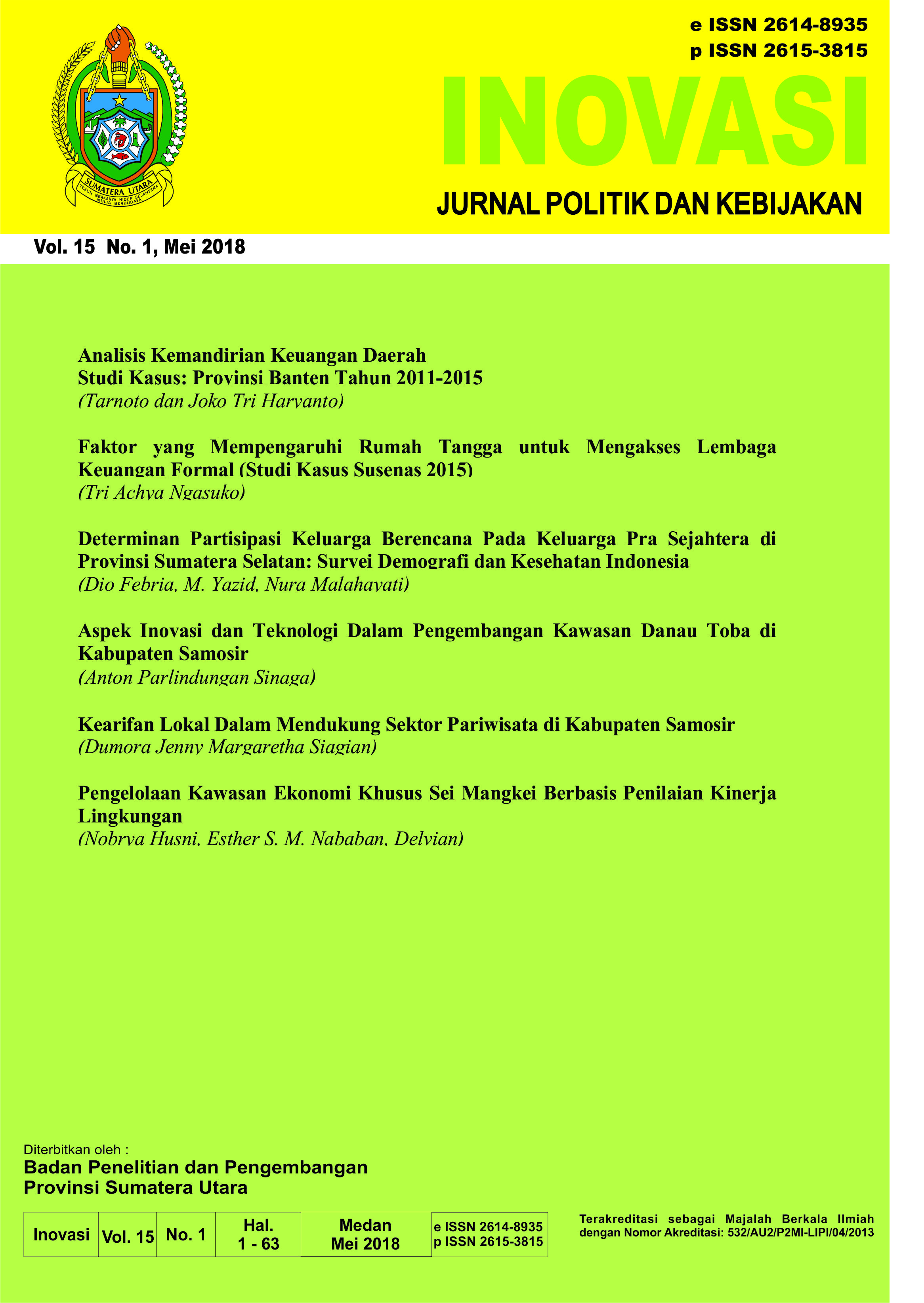 Jurnal INOVASI Vol. 15 No.1, Mei 2018